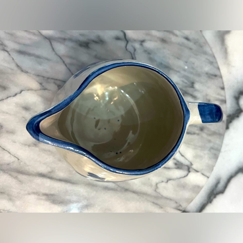 Louisville Stoneware Pottery Pitcher Blue At the Helm Steering Wheel Nautical - Picture 7 of 12